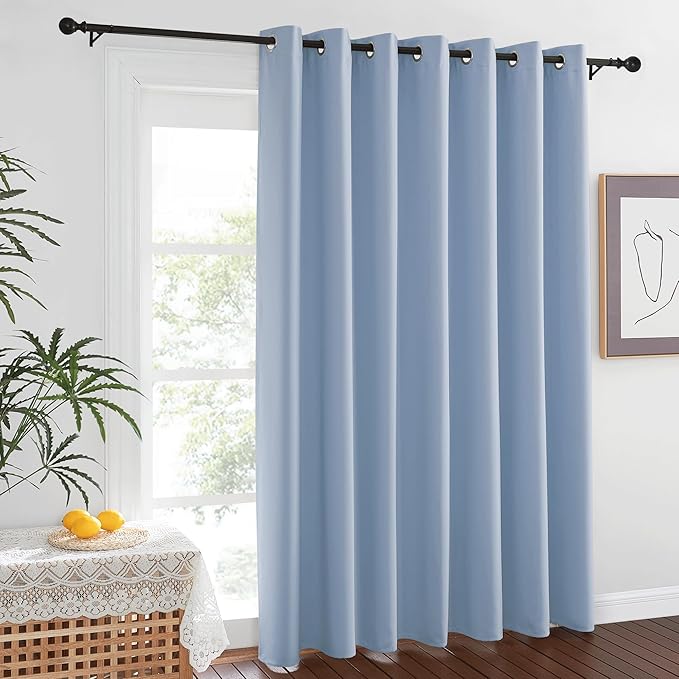 NICETOWN Blackout Vintage Blue Bedroom Curtain 84 inches Long, Grommet Thermal Insulated Room Divider Drape Solid Window Treatment for Sliding Door/Living Room, W100 x L84, 1 Panel NICETOWN