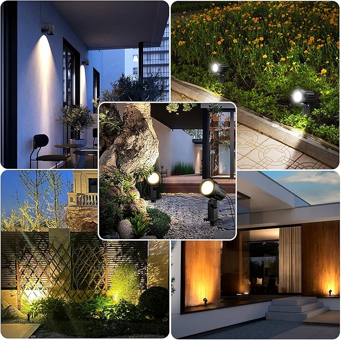 MEIKEE Solar Spot Lights Outdoor, 4-in-1 Solar Landscape Lights, 4W/6V IP66 Waterproof, 2700K/4000K/6500K Outdoor Landscape Spotlights with Remote for Garden Yard Driveway MEIKEE