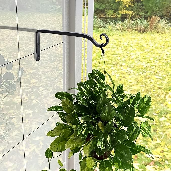 Gtongoko 2 Pack 10 Inch Metal Plant Hangers Wall Hooks for Hanging Plant Brackets, Outdoor Hooks for Hanging Bird Feeders, Flower Baskets, Lanterns, Wind Chinme, Solar Lamps Gtongoko
