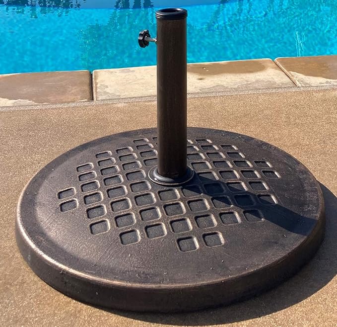 UBP24241-BR 24-Inch Cast Stone Umbrella Base, Made from Rust Free Composite Materials, Bronze Powder Coated Finish Rootora