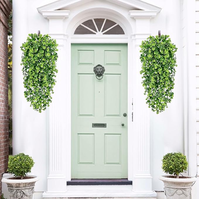 Waipfaru 4Pcs Fake Hanging Plants 3ft Fake Plants UV Resistant Fake Vines Artificial Decor for Indoor Outdoor Party Wall Porch Wedding Decoration,Light Green Waipfaru