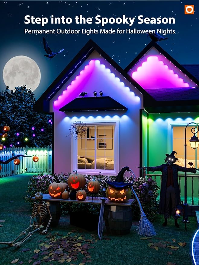 addlon Permanent Outdoor Lights, Smart RGB+IC LED Lights for House & Outdoor Decor, App & Remote Control, Scene Modes, IP67 Waterproof for Christmas, Holiday, Valentine's Day Decorations, 200FT addlon