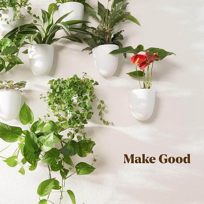 PlantPod Classic - Self-Watering Wall Planters (9, White) - Easy to Water and Install - Lightweight - Design Your Own Vertical Garden - Wall Planters for Indoor Plants MakeGood