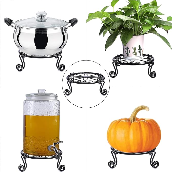 Black Plant Stand for Flower Pot Heavy Duty Potted Holder Indoor Outdoor Metal Rustproof Iron Garden Container Round Supports Rack for Planter Bronze, Pumpkin Stand Outdoor Autopromake