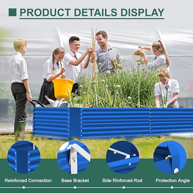 Land Guard 6x3x3ft Rectangular Galvanized Raised Garden Beds, Large-Capacity Metal Planter Box Outdoor, Durable Deep Raised Garden Bed 3ft Tall, Raised Beds for Gardening Vegetables, Royal Blue LandGuard