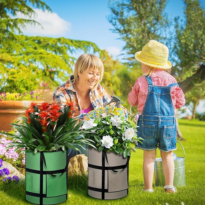10 Gallon Potato Grow Bags with Viewing Window, 300G Nonwoven Garden Planting Pots, Heavy-Duty Surround Handles for Gardening Supplies (6Pack Grow Bags) Createagardenyoulove