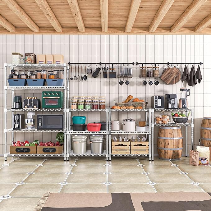 1750 LBS Storage Shelves 5-Tier Utility Shelving Unit Steel Organizer Wire Rack for Home,Kitchen,Office,Garage, Capacity 17.7" D x 47.2" W x 72.3" H | Organizer Wire Rack, for Home, Kitchen, Office, Garage, 1750 LBS Capacity MEIGAOPLASTICANDMETALHKCOLIMITED