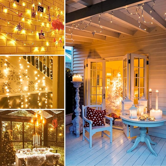 Super-Long 180FT 500 LED Christmas String Lights Indoor Outdoor,13 Modes Warm White Christmas Lights Waterproof, Twinkle Fairy Lights Plug in Clear Wire for Christmas Tree Bedroom Wedding Party SANJICHA