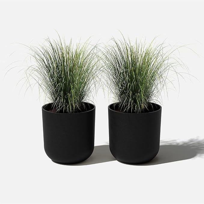 Veradek Mason Series Lima Planter - Round Planter for Indoor or Outdoor Porch/Garden | Made from Plastic-Stone Composite with Drainage Holes | Modern Décor for Succulents, Flowers, Small Plants VeradekOutdoor