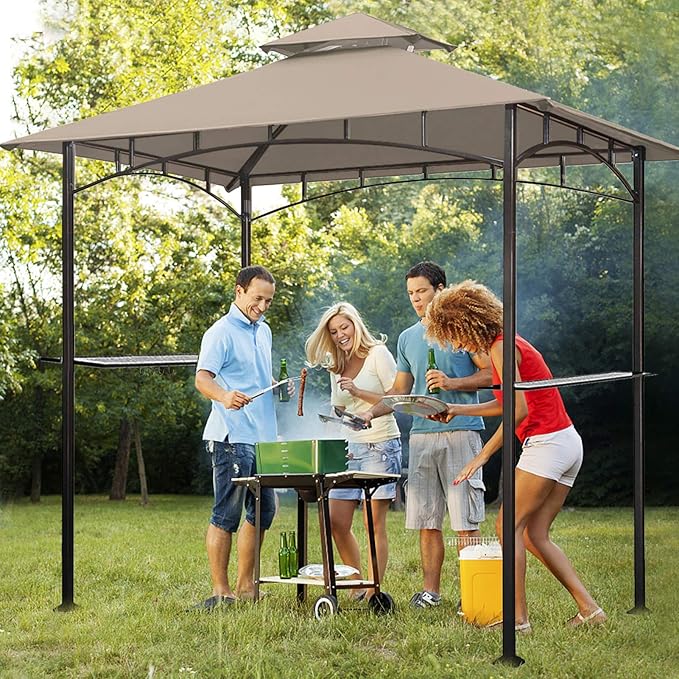 Eurmax USA High Performance Grill Gazebo Canopy Replacement Cover 5x8 BBQ Shelter Top(Beige Eurmax