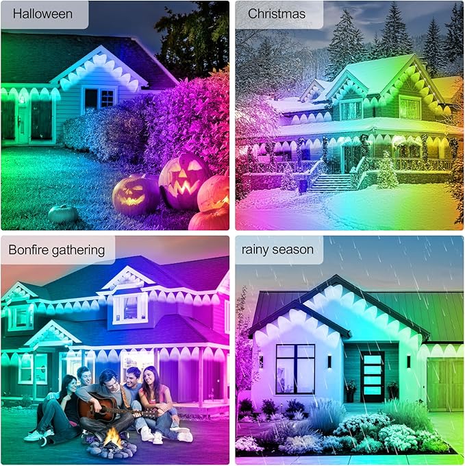 FBZ 300FT Permanent Outdoor RGB Lights - IP67 Waterproof with Smart App Control Remote,DIY Scene Modes, Music Synchronization,Eaves Lights for Garden Decor,Deck,Christmas Rootora