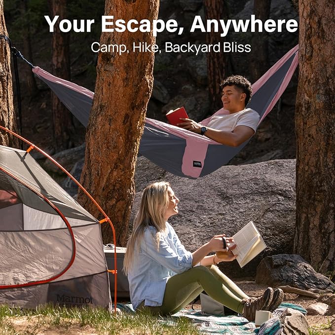 Kootek Camping Hammock, Portable Hammocks with Tree Straps & Attached Carry Bag, Camping Essentials Gear, Perfect for Outside Indoor Hiking Beach Backpack Travel Kootek