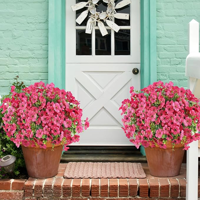 AGIRL 16 Bundles Artificial Flowers for Outdoor,No Fade Fake Plastic Flowers Faux Plants for Hanging Planters Decoration Indoor Outside Garden Porch Window Box Home Wedding AGIRL