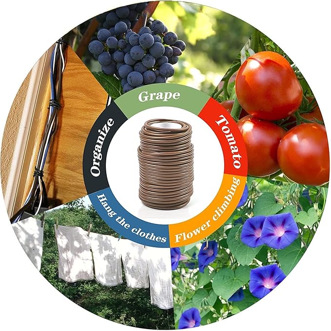 Decoroca Soft Plant Ties for Support - 65.6' Reusable Waterproof Plant Wire, Garden Twist, Office Organization and Decoration Binding(2pcs/Brown) Decoroca