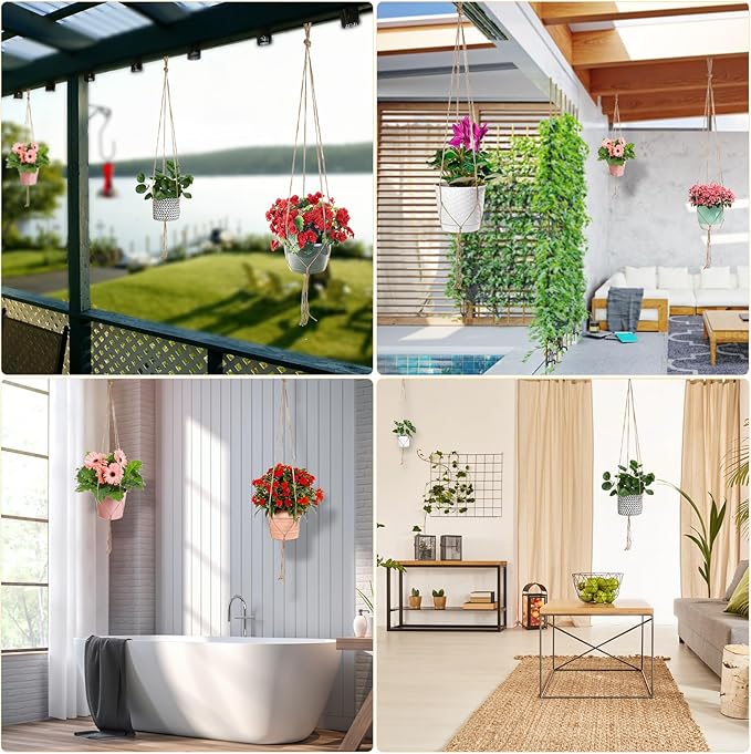 Plant Hanger, 10 Pieces 40'' Macrame Plant Hangers, Hanging Planters for Indoor Plants Pots, Plant Holder Basket Jute Rope Holder for Indoor Outdoor Garden Home Decorations (Natural) Kicovitifa