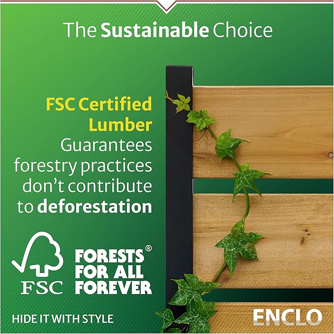 5ft H x 3.2ft W (1 Panel) No Dig Enclo Fairmont Cedar Wood Privacy Screen, Great to Hide Trash Cans, Decorative Patio Privacy Screen, Outdoor Privacy Fence Panel, Air Conditioner Fence, EC18043 Enclo