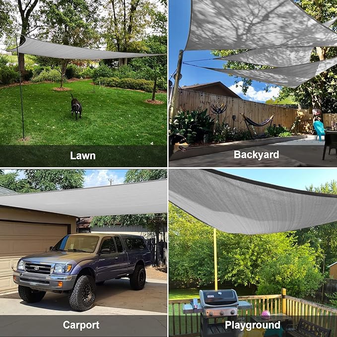 SUNLAX Sun Shade Sail 20' x 20' x 20' Silver Grey Triangle Canopy Sail Shade Cover UV Block Permeable Sunshade Outdoor for Patio Backyard (We Make Custom Size) SUNLAX