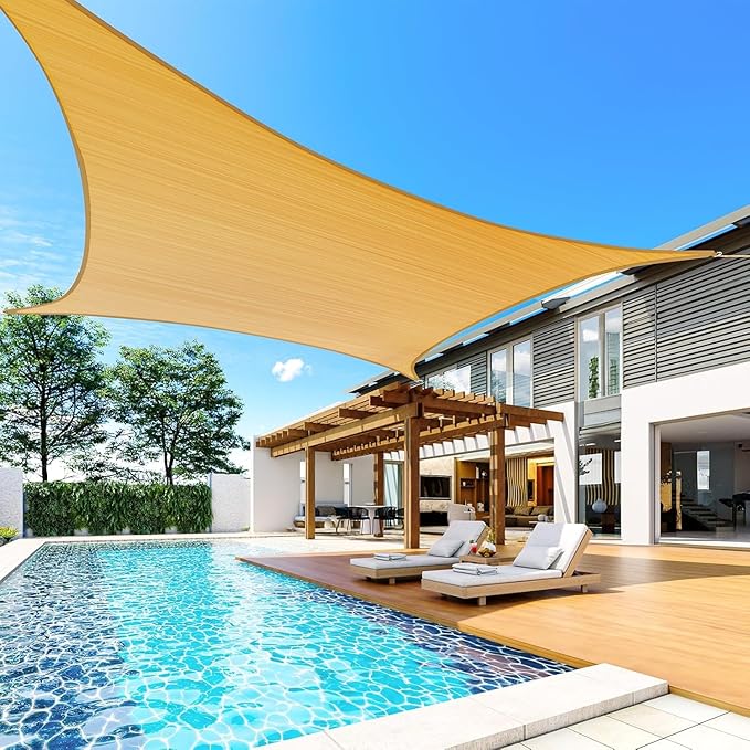 Quictent 20x26ft Sun Shade Sail for Patio, 185GSM Heavy Duty Rectangular Outdoor Sunshades UV Block Outside Canopy Cover for Backyard QUICTENT