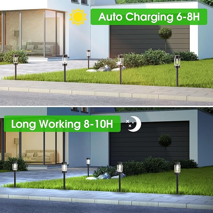 Solar Lights Outdoor, 12 Pack Waterproof Solar Landscape Lighting for Pathway Garden Yard Path Walkway Driveway Lawn Patio Outside Decor, Cool White EYROSA