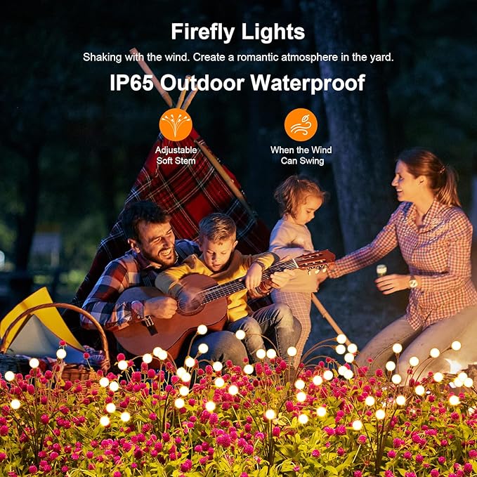 ASMAD Solar Lights Outdoor(8-Pack, 64 LEDs), Solar Garden Lights, Outdoor Decorations, Firefly Light for Patio Decor, Big Bulb, Unique Gifts for Women, Gifts for Grandma ASMAD