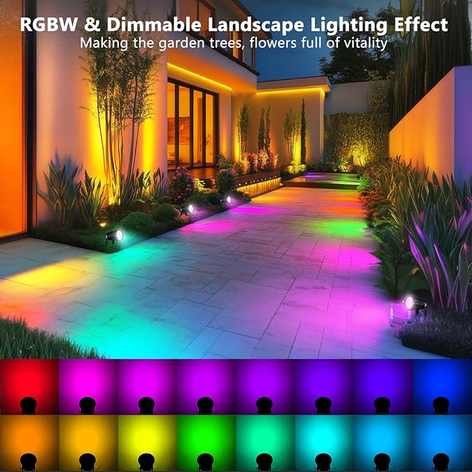 OurLeeme Lawn Flood Light Stake, 2-in-1 Waterproof Outdoor Remote controlle Landscape Lighting Spotlight Wall Light for Yard Garden Driveway Pathway Pool(2 Pack) OURLEEMELIGHTING