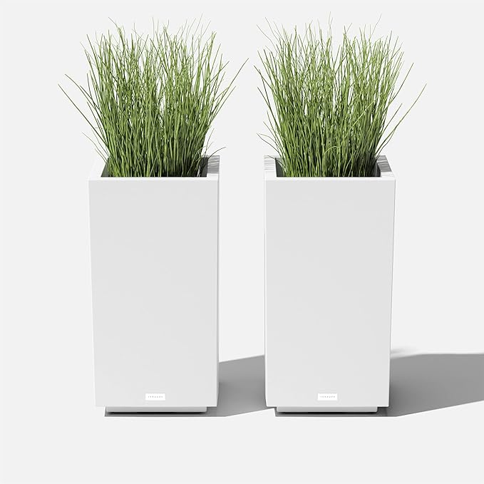 Veradek Block Series Pedestal Planter - Tall Planter for Indoor or Outdoor Front Porch | All-Weather Use with Removable Insert Bucket | Modern Décor for Flowers, Tall Trees, Faux Plants VeradekOutdoor