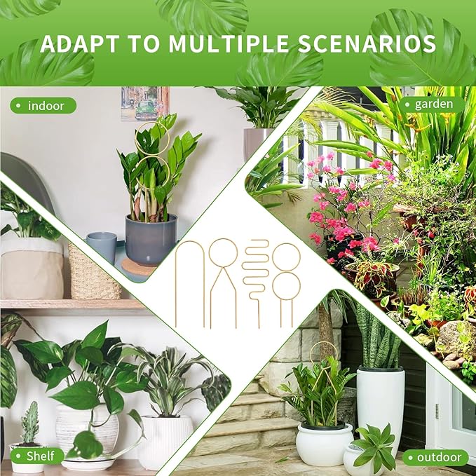 4 Pcs Small Metal Trellis for Potted Plants,Gold Trellis for Climbing Plants Indoor,Small Trellis for Potted Plants Support Stake House Plant Trellis for Garden Potted Plant,Hoya,Pothos,Flower Rootora