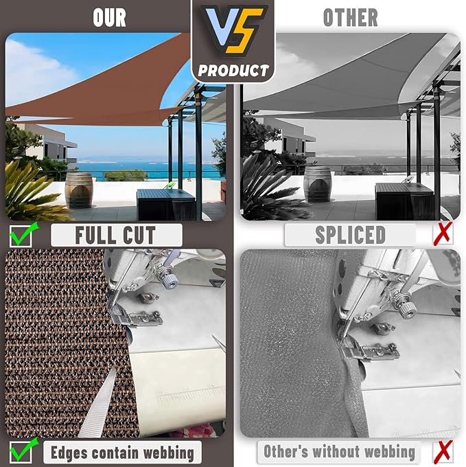 LOVE STORY Custom Size 8'x10'x12.8' Brown Sun Shade Sail Right Triangle Sunhsade Fabric Awning Canopy for Patio Backyard Carport Pergola (Customized) LOVESTORY