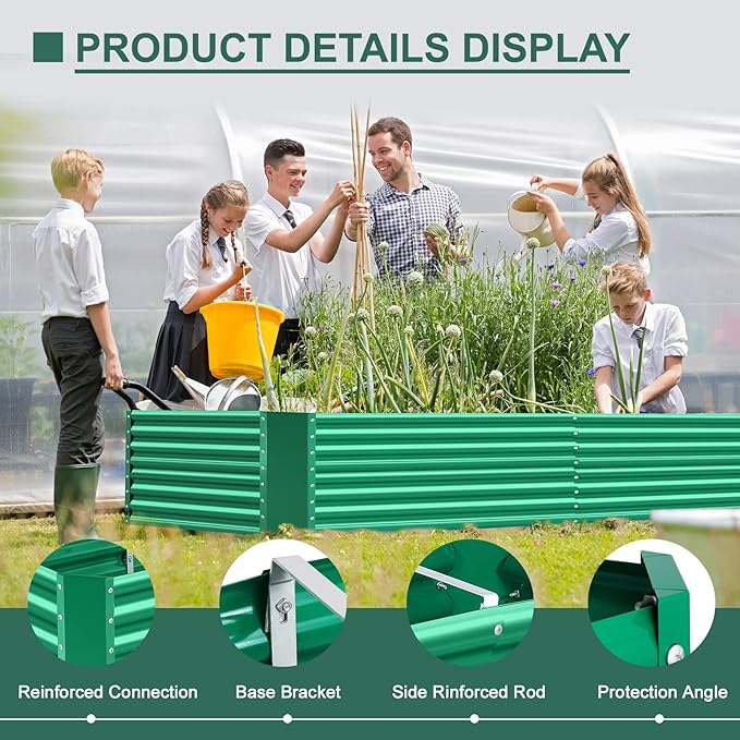Land Guard 6×3×2 ft Galvanized Metal Raised Garden Bed, 2FT Deep Root Elevated Planter Box Steel Large Vegetable Flower Bed Kit(Green) LandGuard