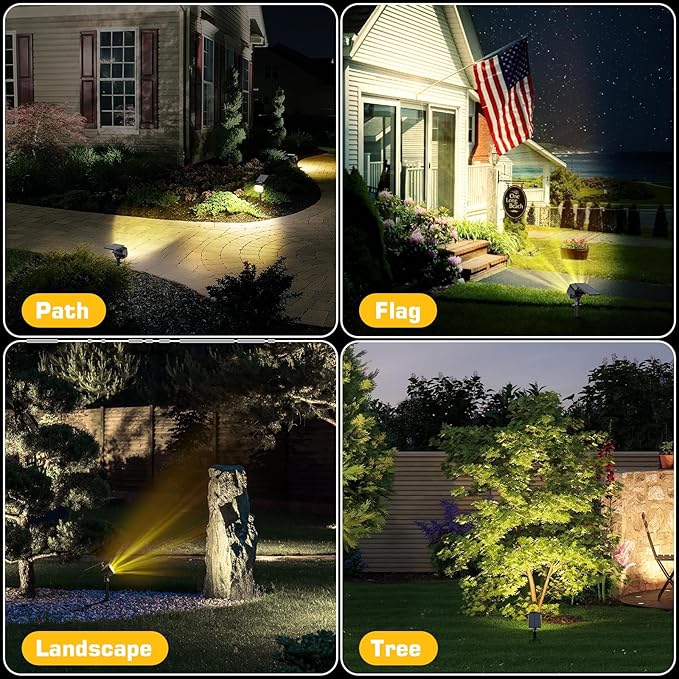 Kaxiida Solar Lights Outdoor Waterproof - 2025 Upgrade 3 Level Ultra Bright Spot Lights Uplights, LED Landscape Spotlight for Tree, Pathway, Wall, Adjustable Solar Panel Auto On/Off Home