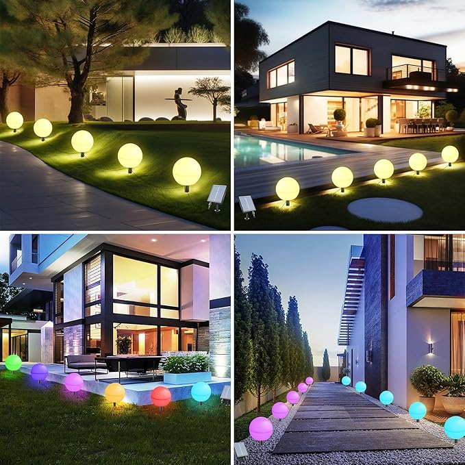 Solar Lights Outdoor Waterproof Decorations, 5 Pack Solar Globe Lights for Outside Color Changing Solar Garden Landscape Lights for Yard Patio Pathway Walkway Wedding Party Decor Auidum