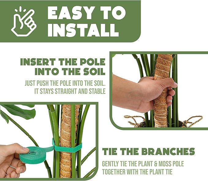 2 Pack 48" and 28'' Bendable Moss Pole Monstera Plant Support for Climbing Indoor Plants - Stakes for Potted Climbers - Tall Sticks Indoor Trellis for Houseplants - Accessories for Monstera Pot Sproot