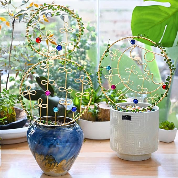 2PCS Hoya Trellis Plant Support Indoor Metal Frame Unique Trellis for Climbing Plants Potted Hoya Pots Small Houseplant Vine Support for Plant Lovers Home Decor Goooxim