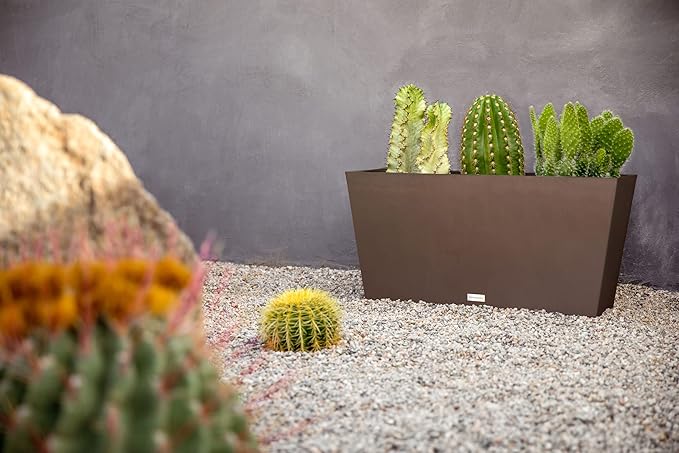 Veradek Pure Series Midori Trough Planter - Large Rectangular Planter for Indoor or Outdoor Deck/Porch | Durable All-Weather Use with Drainage Holes | Modern Decor for Shrubs, Flowers, Small Plants VeradekOutdoor