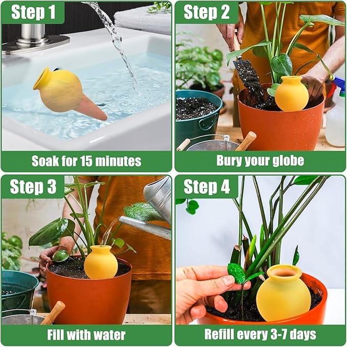 Terracotta Watering Spikes, 4 Pack Self Watering Globes, Slow Release Self Watering Planter Insert, Plant Watering Globes for Indoor and Outdoor Plants Rootora