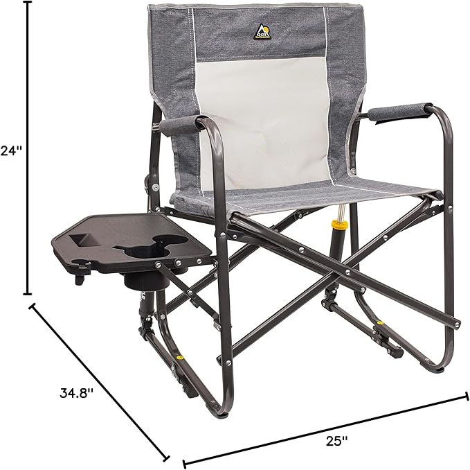 GCI Outdoor Freestyle Rocker Portable Folding Rocking Chair, Outdoor Camping Chair with Side Table GCIOUTDOOR
