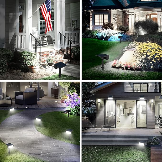 T-SUN Solar Spot Lights Outdoor, 8 Pack 49LED Landscape Spotlights, 2 Lighting Modes Auto ON/Off Solar Lights for Trees, Garden, Yard, Pathway, Driveway(White) T-SUN