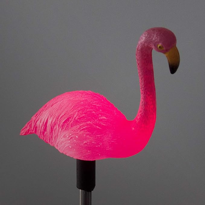 Solar Garden Stake Lights with Color Changing LED or Regular White LED Landscape Path Lights (Set of 2) (Flamingo) Ntertainment+House