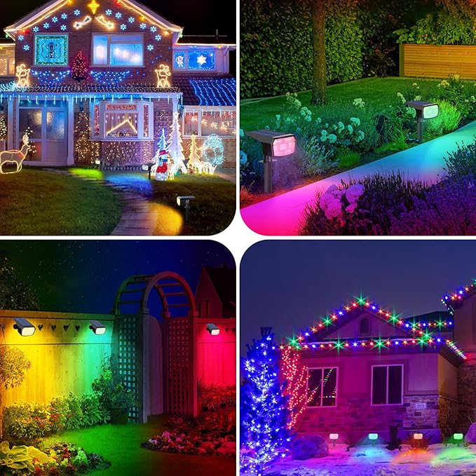 Sucolite 6-Pack Solar Spot Lights Outdoor Waterproof IP65, 3 Lighting Modes 2-in-1 Solar Landscape Spotlights for Yard, 59 LED Solar Powered Wall Lights for Garden Pathway Driveway Walkway, Multicolor Sucolite