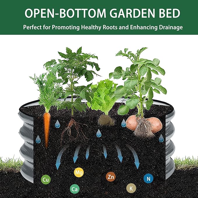 2 Pcs 2x2X1 ft Metal Galvanized Round Raised Garden Bed Kit Outdoor, Cream White Planter Garden Bed, Raised Box for Vegetables, Fruits, Flowers & Herbs Gartist