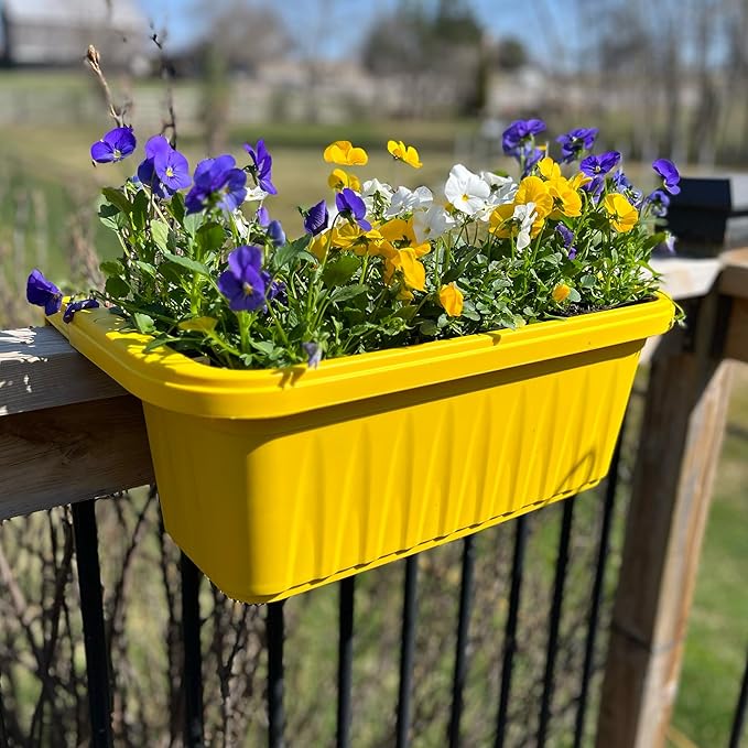 Apollo Exports International 20" Adjustable Railing Planter, Yellow Apollo+Exports+International