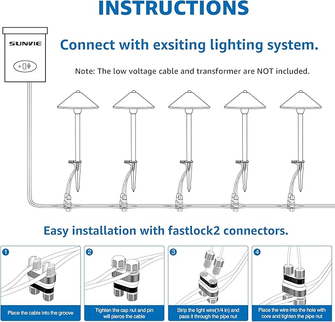 SUNVIE Low Voltage Landscape Lights 3W LED Pathway Lights Low Voltage 3000K Landscape Lighting 12-24V Waterproof Aluminum Wired Landscape Path Lights for Garden Walkway Yard ETL Listed Cord, 12 Pack SUNVIE