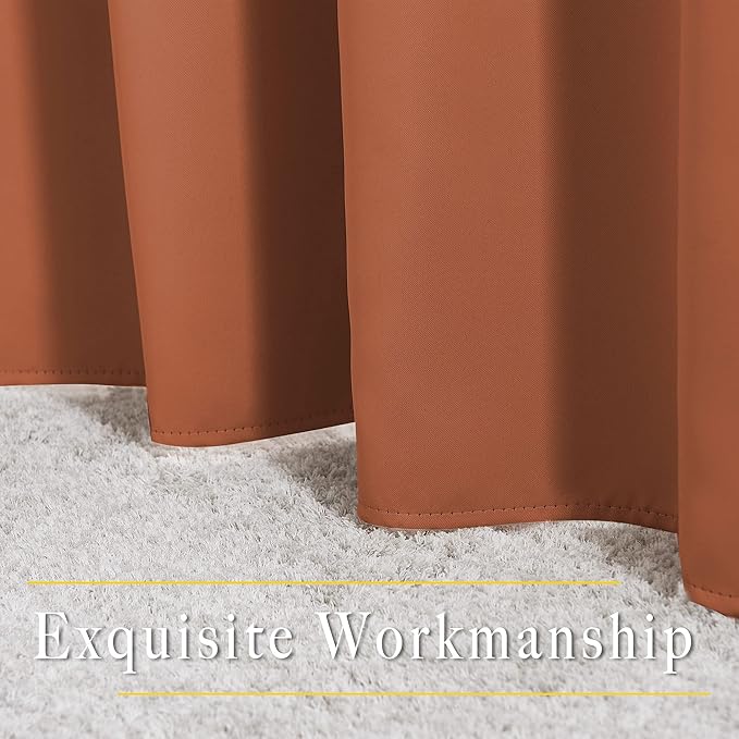 NICETOWN Blackout Curtain for French Door - Indoor Slider Curtain for Patio Door, Extra Wide Drape for Living Room/Bedroom (Burnt Orange, W100 x L84, 1 PC) NICETOWN