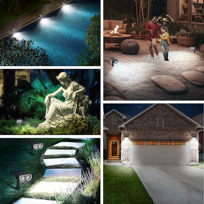 Linkind Solar Lights Outdoor StarRayS, Bright Solar Spot Lights Outdoor, IP67 Waterproof Spotlights for Garden Yard Landscape Walkway Patio Tree (Daylight, 2 Pack) Linkind
