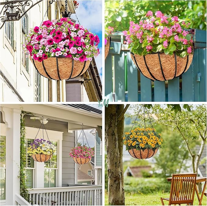 Y&M Pack of 2 12" Pre-Formed Round Coco Fiber Hanging Basket Liner,Coco Replacement Liner-2PCS YM