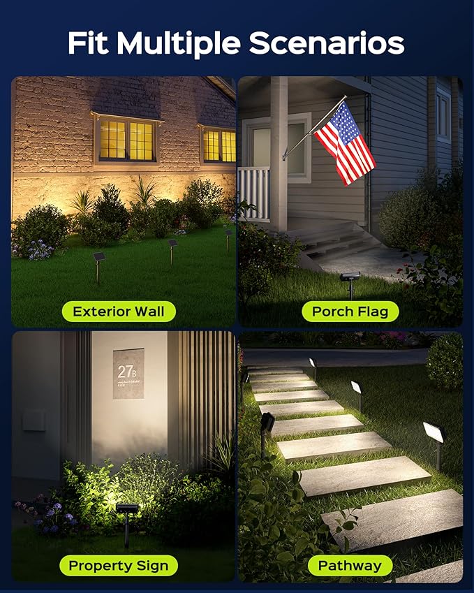 JACKYLED Solar Lights Outdoor Waterproof, Solar Tree Lights Outdoor with 10ft Cord, 3 Colors & 5 Modes, Bright Solar Lights for Outside, Garden, Pathway, Fence, 2-Pack JACKYLED