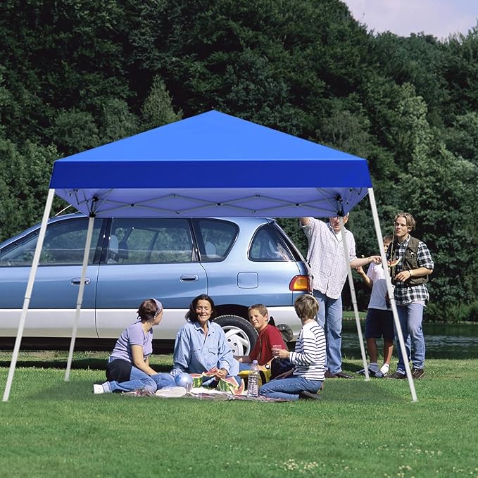 Canopy Tent, 10X10 FT Pop Up Canopy Outdoor Instant Tent Slant Legs with Carrying Bag, Portable Gazebo Shelter for Patio Deck Garden and Beach - 8X8 FT Canopy Cover, Blue Oneofics
