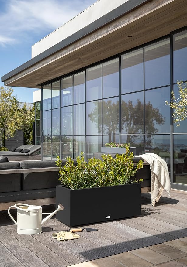 Veradek Block Series Long Box Planter - Large Rectangular Planter for Indoor or Outdoor Patio/Porch | Durable All-Weather Use with Drainage Holes | Modern Décor for Tall Plants, Flowers or Shrubs VeradekOutdoor