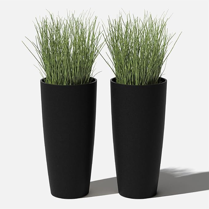 Veradek Mason Series Vega Planter - Round Tall Planter for Indoor or Outdoor Porch/Patio | Made from Plastic-Stone Composite with Drainage Holes | Modern Décor for, Flowers, Interior Plants VeradekOutdoor