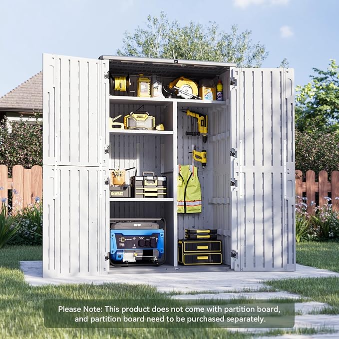 Aoxun Outdoor Storage Shed, 64 Cu.Ft Vertical Storage Sheds Outdoor with Floor, Outdoor Waterproof Storage Cabinet for Garage Storage, Pool Storage, Bike Shed, Garden Shed (White) Aoxun